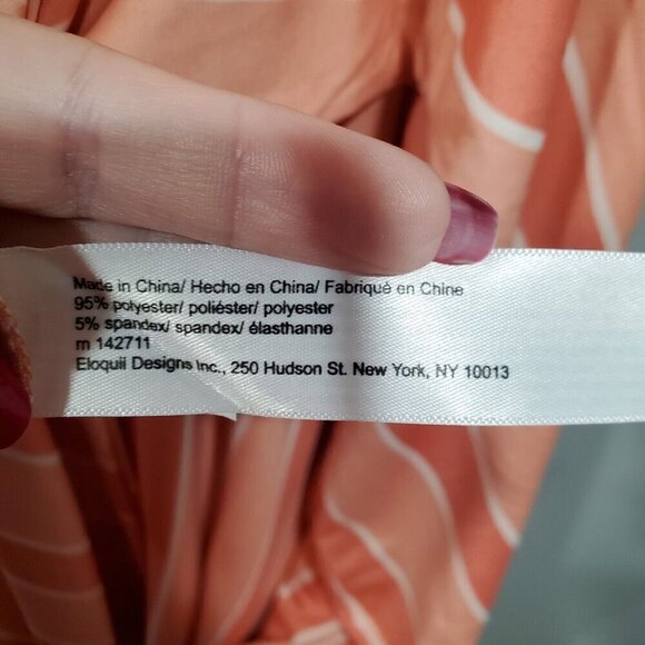 Eloquii Elements Womens Plus Sz 22/24 Peach Wrap Front Maxi Dress Striped Multi - Picture 9 of 12